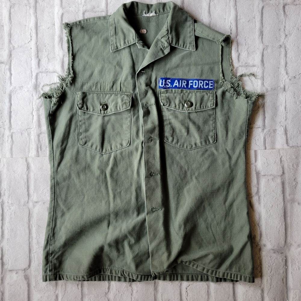 U.S. Airforce destroyed vest jacket size m/l olive green blue
